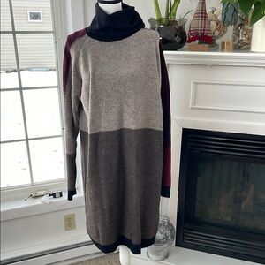 Colorblock Turtleneck Sweater Dress